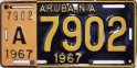 Nummernschilder / Kfz-Kennzeichen Aruba 1967 1960er Aruba