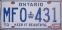 Nummernschilder / Kfz-Kennzeichen Kanada 1973 1970er Ontario
