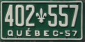 Nummernschilder / Kfz-Kennzeichen Kanada 1957 1950er Quebec