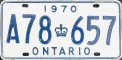 Nummernschilder / Kfz-Kennzeichen Kanada 1970 1970er Ontario