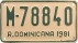 Nummernschilder / Kfz-Kennzeichen Dominikanische Republik 1981 1980er