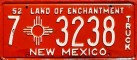 Nummernschilder / Kfz-Kennzeichen USA 1952 1950er New Mexico NM