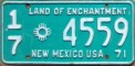 Nummernschilder / Kfz-Kennzeichen USA 1971 1970er New Mexico NM