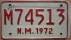 Nummernschilder / Kfz-Kennzeichen USA 1972 1970er New Mexico NM