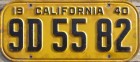 Nummernschilder / Kfz-Kennzeichen USA 1940 1940er California CA