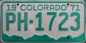 Nummernschilder / Kfz-Kennzeichen USA 1971 1970er Colorado CO