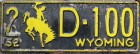 Nummernschilder / Kfz-Kennzeichen USA 1952 1950er Wyoming WY