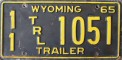 Nummernschilder / Kfz-Kennzeichen USA 1965 1960er Wyoming WY