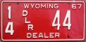 Nummernschilder / Kfz-Kennzeichen USA 1967 1960er Wyoming WY
