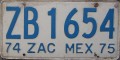 Nummernschilder / Kfz-Kennzeichen Mexiko 1974 1970er Zacatecas