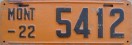 Nummernschilder / Kfz-Kennzeichen USA 1922 1920er Montana MT
