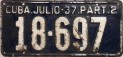 Nummernschilder / Kfz-Kennzeichen Kuba 1937 1930er