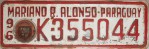 Nummernschilder / Kfz-Kennzeichen Paraguay 1996 1990er Mariaon Roque Alonso