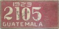 Nummernschilder / Kfz-Kennzeichen Guatemala 1929 1920er