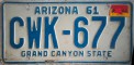 Nummernschilder / Kfz-Kennzeichen USA 1961 1960er Arizona AZ