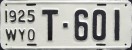 Nummernschilder / Kfz-Kennzeichen USA 1925 1920er Wyoming WY