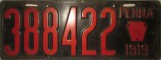 Nummernschilder / Kfz-Kennzeichen USA 1919 1910er Pennsylvania PA