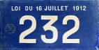 Nummernschilder / Kfz-Kennzeichen Frankreich 1912 1910er