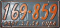Nummernschilder / Kfz-Kennzeichen Kuba 1954 1950er
