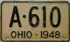 Nummernschilder / Kfz-Kennzeichen USA 1948 1940er Ohio OH
