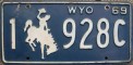 Nummernschilder / Kfz-Kennzeichen USA 1969 1960er Wyoming WY