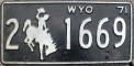 Nummernschilder / Kfz-Kennzeichen USA 1971 1970er Wyoming WY