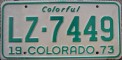Nummernschilder / Kfz-Kennzeichen USA 1973 1970er Colorado CO