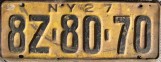Nummernschilder / Kfz-Kennzeichen USA 1927 1920er New York NY