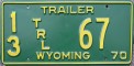 Nummernschilder / Kfz-Kennzeichen USA 1970 1970er Wyoming WY